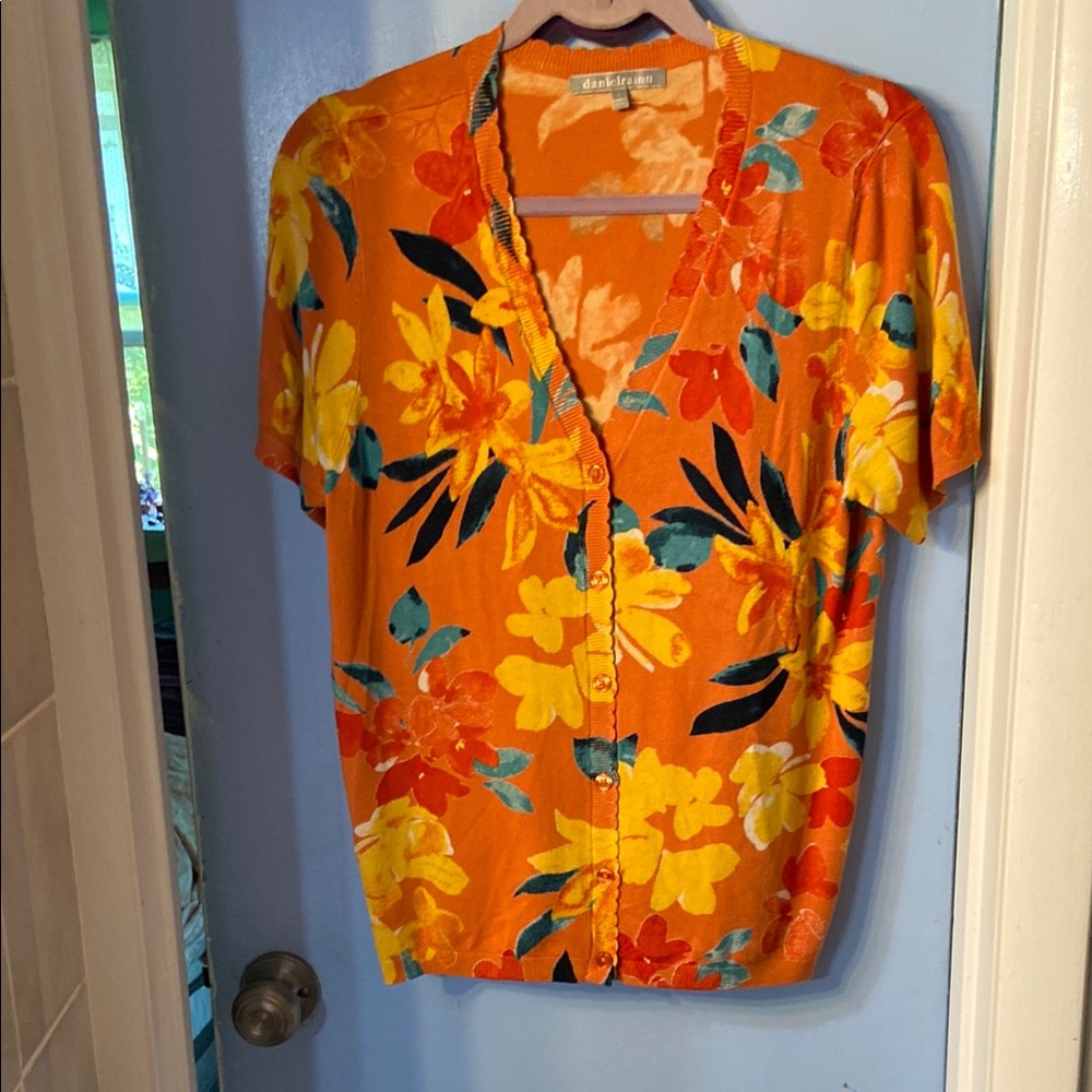 Daniel Rainn Orange Floral Button-Down Shirt